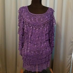 Crocheted tunic/top bluish-purple